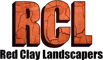 Logo for Red Clay Landscapers with large cracked clay-textured letters RCL above the company name.